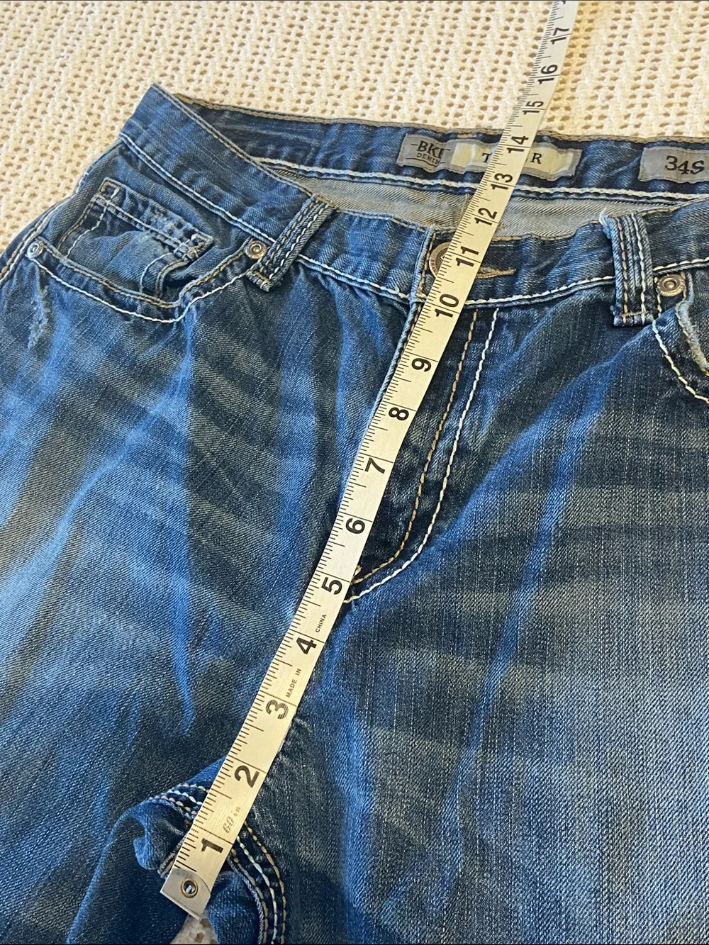 BKE Tyler Boot Jeans Mid Rise Blue Denim Western Cowboy Size 34 x 30”